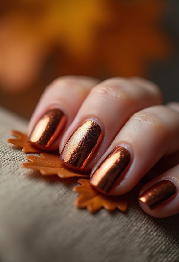 molten copper chrome autumn nails