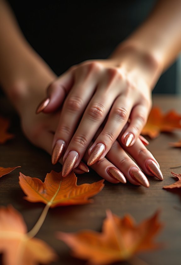 molten copper chrome autumn nails