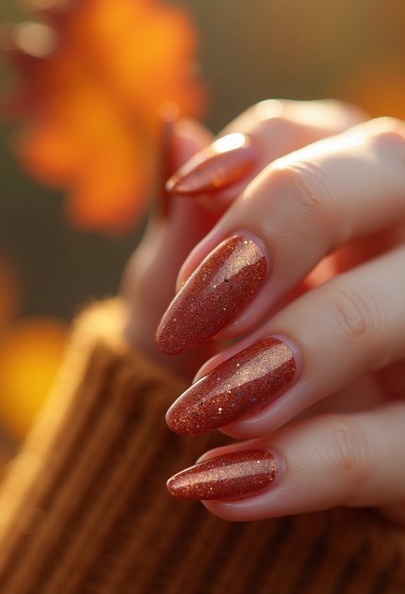 molten copper glitter gradient tips