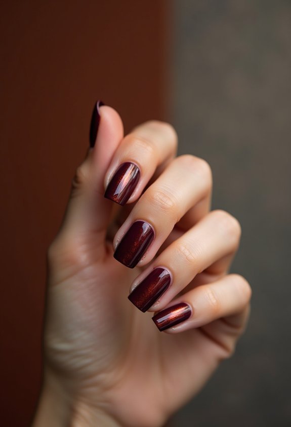 moody burgundy short nails