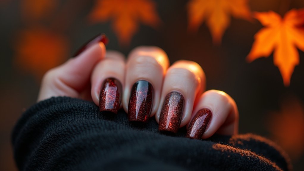 moody dark cozy fall nails