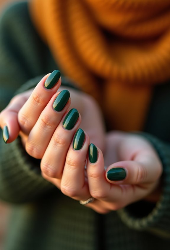 moody deep forest green nails