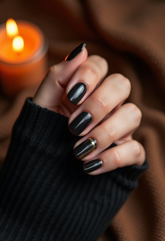 moody fall nails with gold