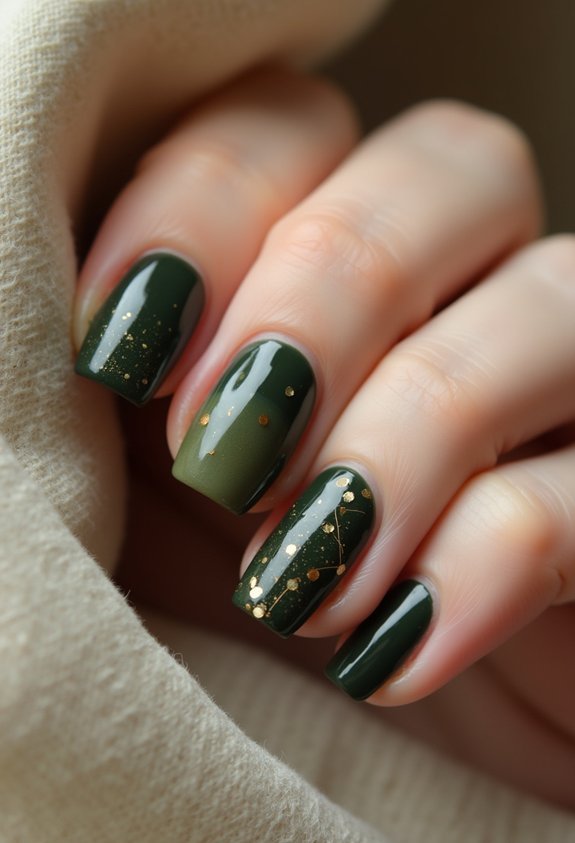 moody olive autumn nail art