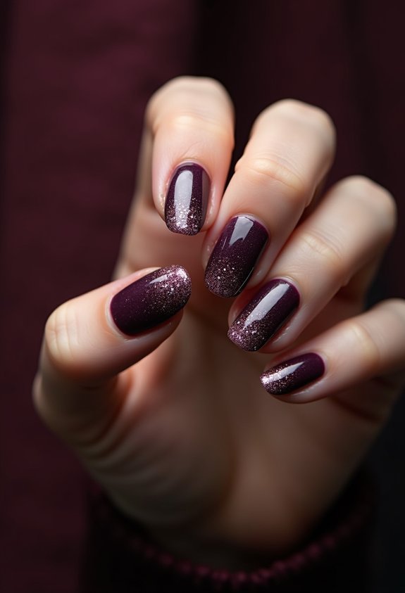 moody plum glitter ombre