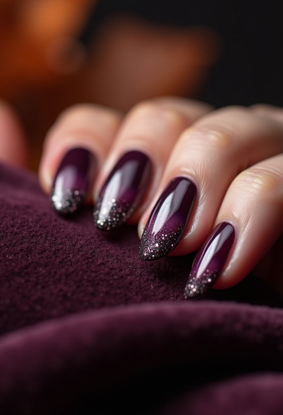 moody plum glossy nails