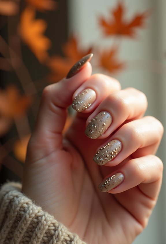 muted clay taupe boho nails