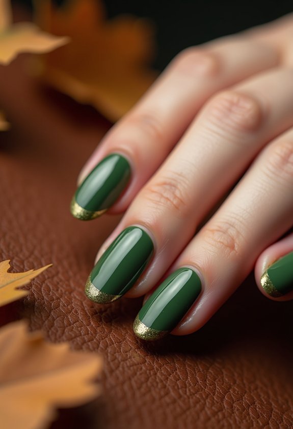 muted mossy olive fall nails