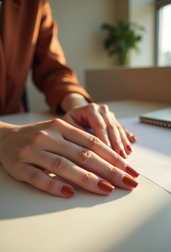 muted terracotta office nail color