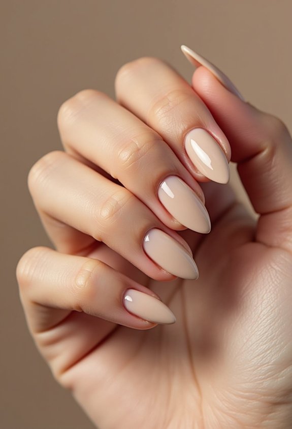 neutral beige almond autumn nails