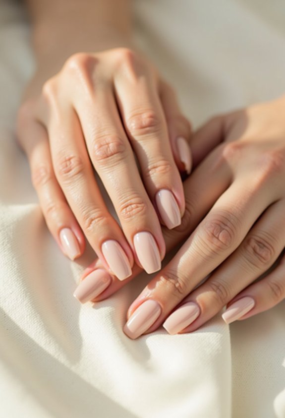 neutral beige oval fall nails