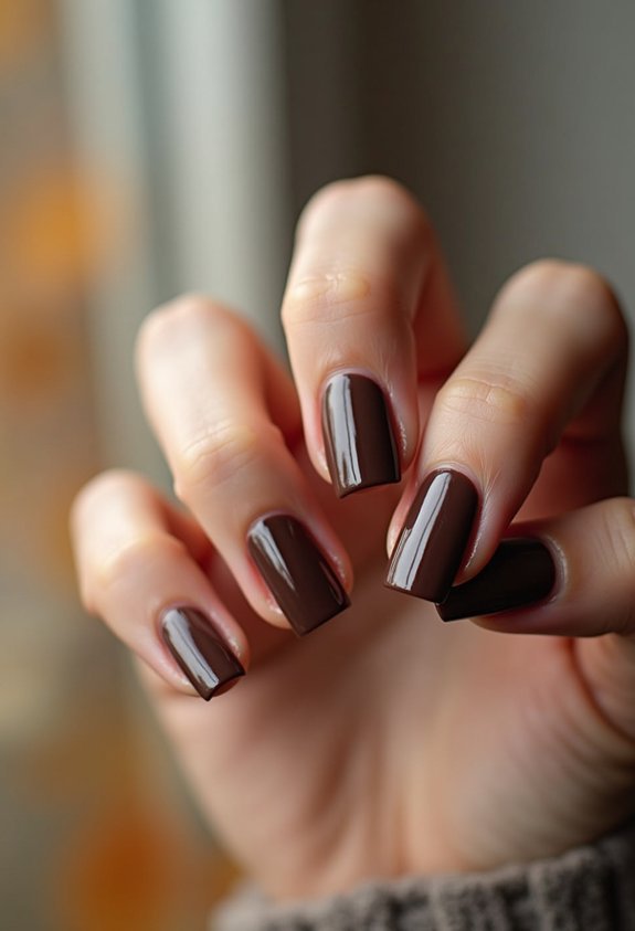 office friendly chocolate brown nails