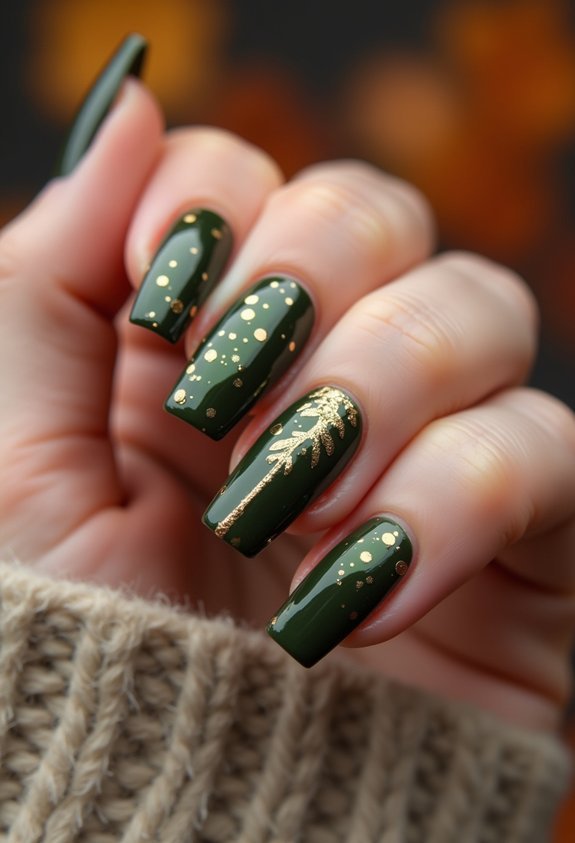 olive green coffin nail ideas