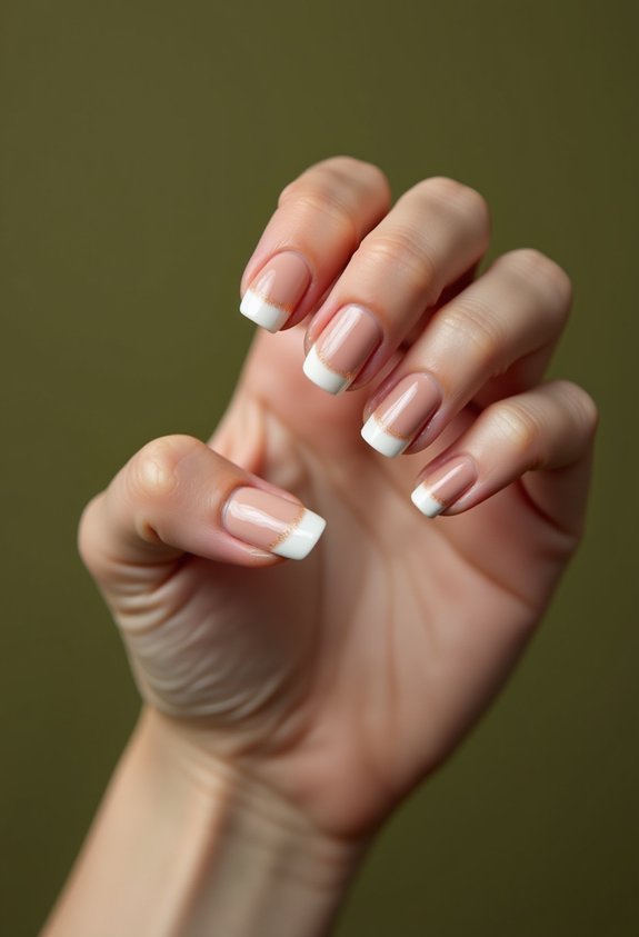 olive micro tip french manicure
