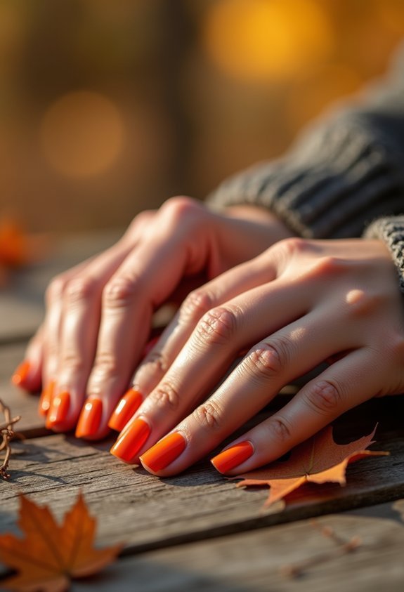 orange french tip fall nails