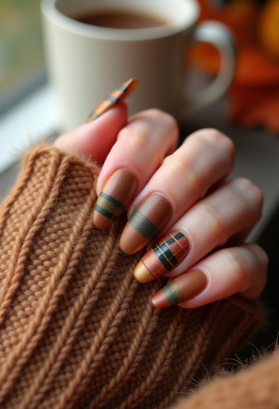 plaid coffin nails warm cozy