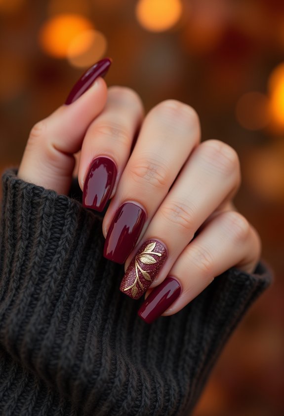 rich burgundy autumn manicure