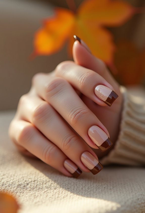 rich chocolate brown french tips