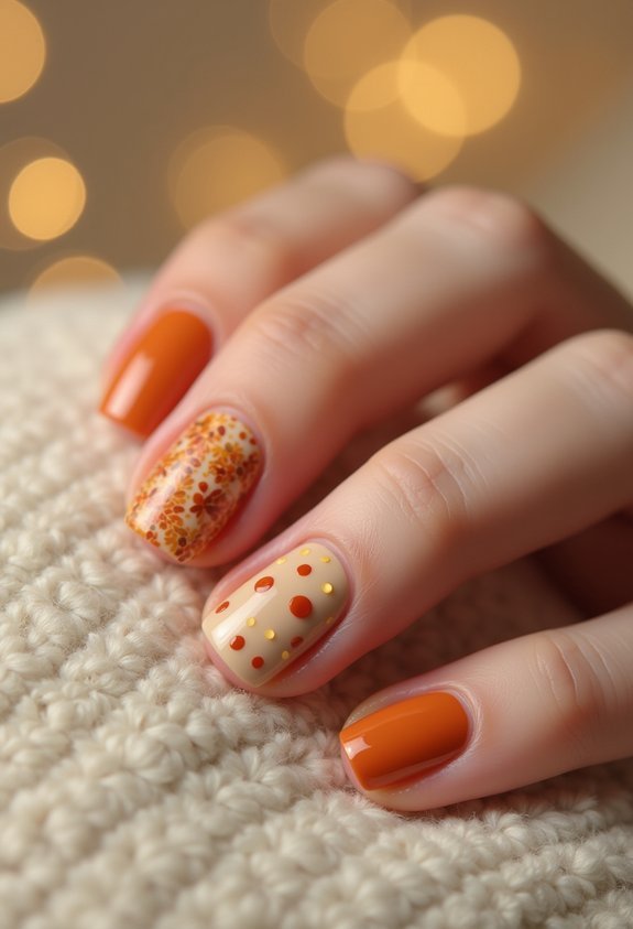 rust mustard dotting autumn nails