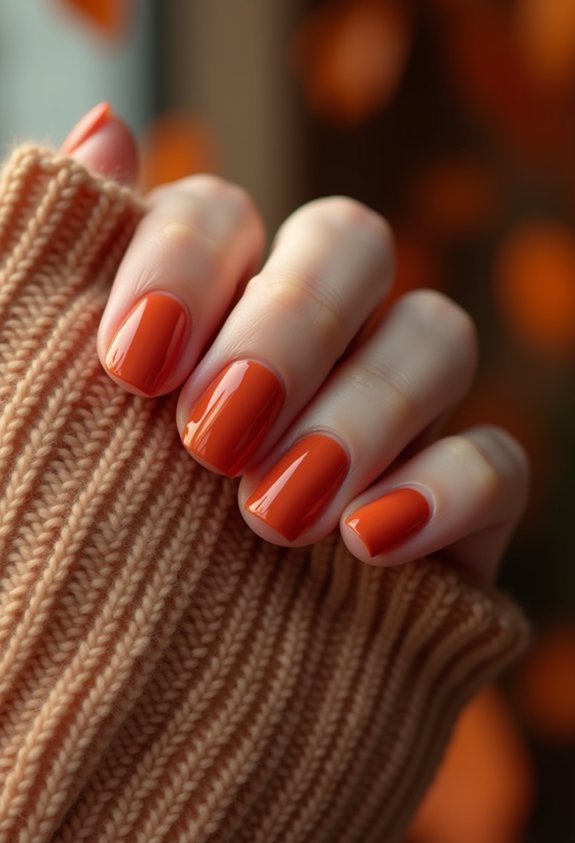 rust orange sweater texture nails