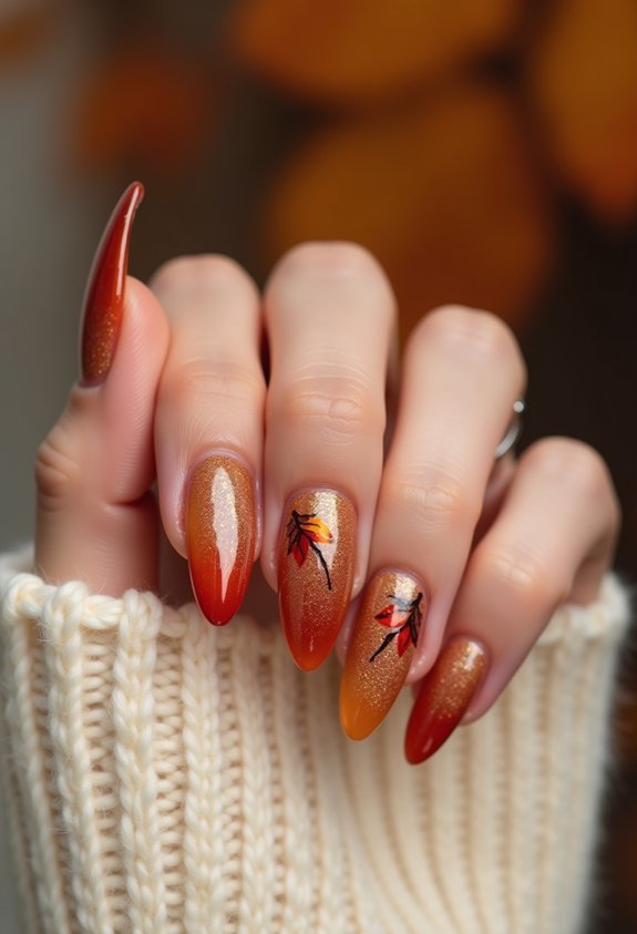 seasonal leaf french tips