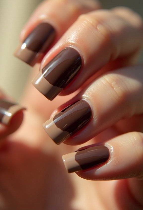 short brown french tip nails