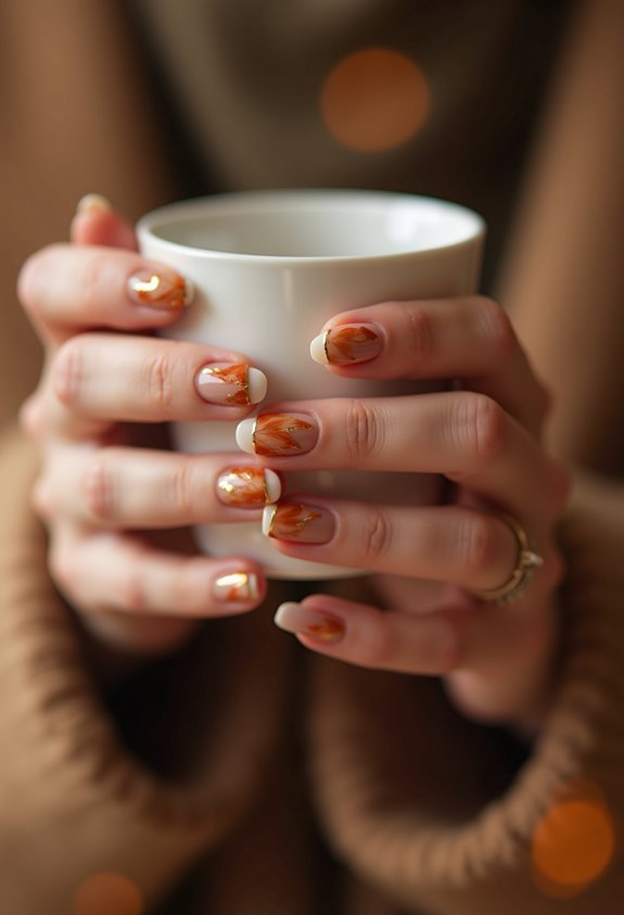 sleek gold line minimalist nails