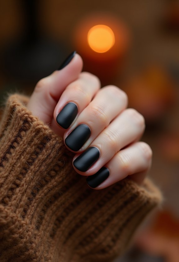sleek short black fall nails