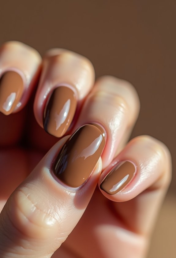 soft creamy brown french tips