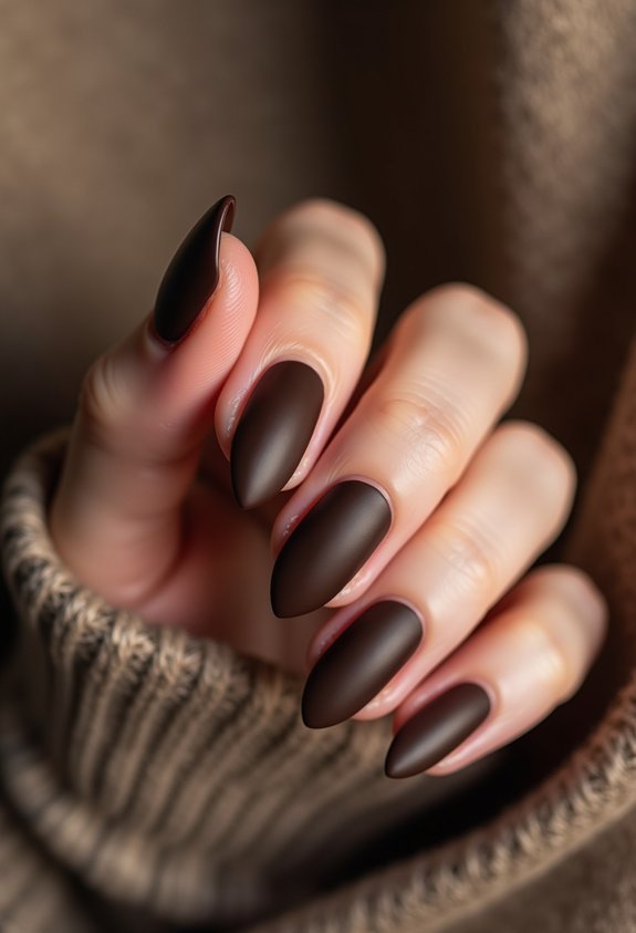 soft matte chocolate brown nails