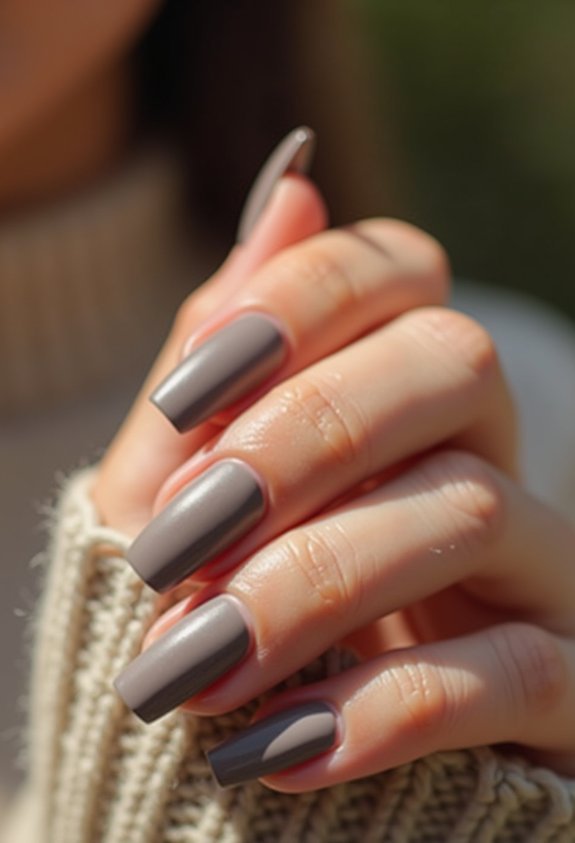soft taupe autumn minimal nails