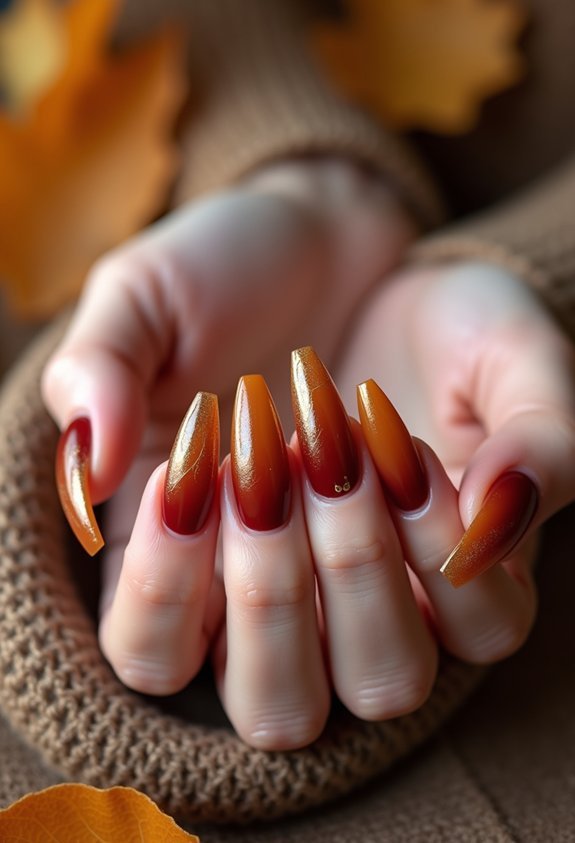 subtle gold accents autumn nails