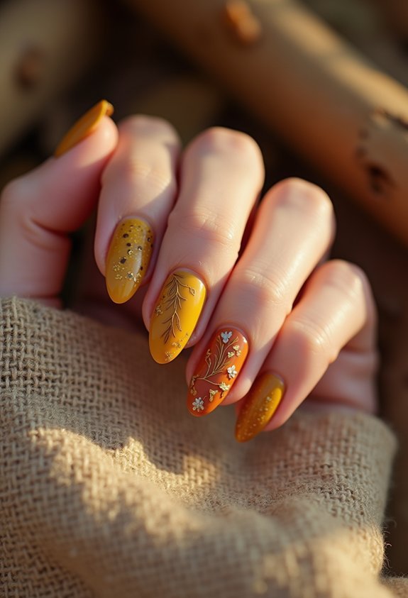 sun warmed mustard fall nails