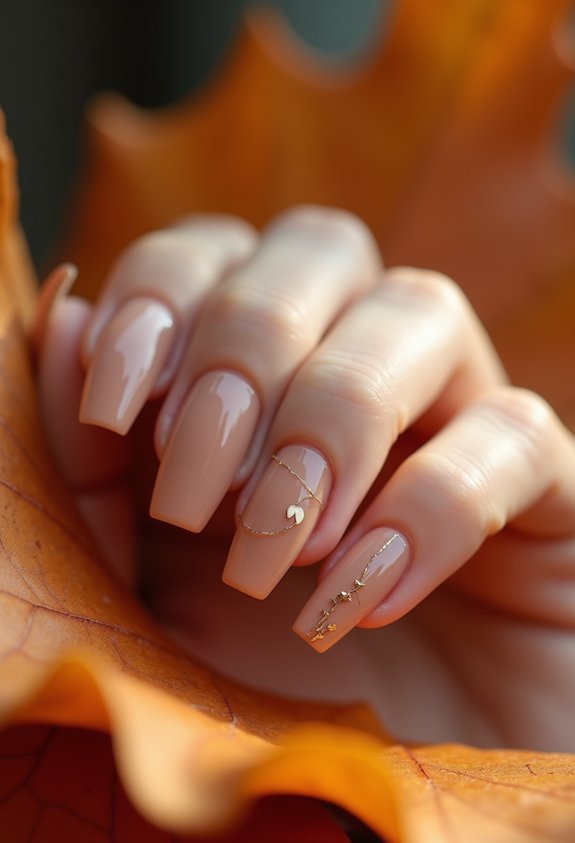 taupe minimalist coffin nails