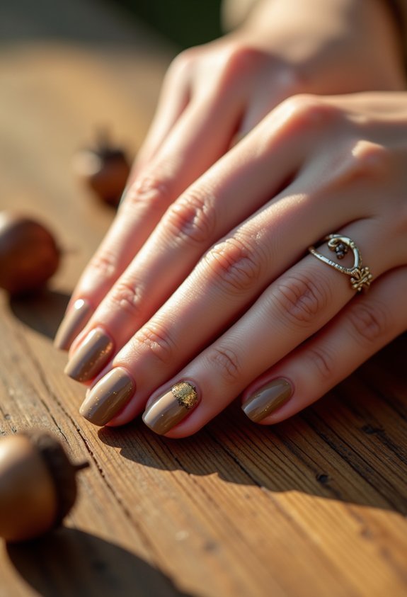 tiny acorns on fall nails