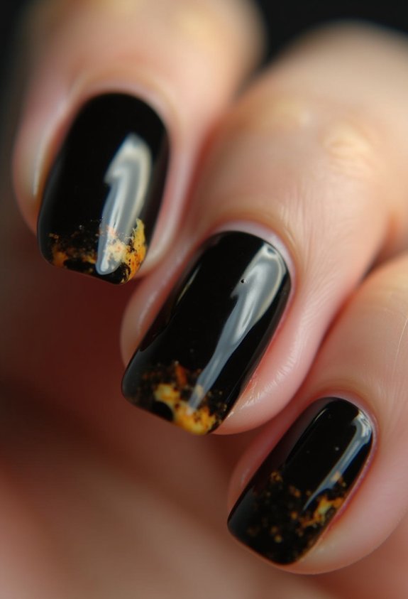 tortoiseshell accented black nails