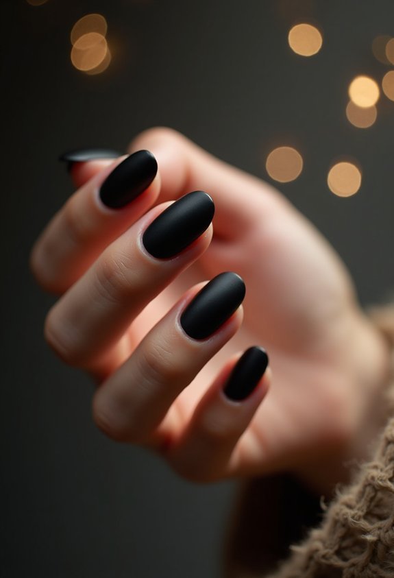 velvet matte black autumn nails