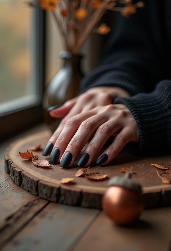 velvety matte black statement nails