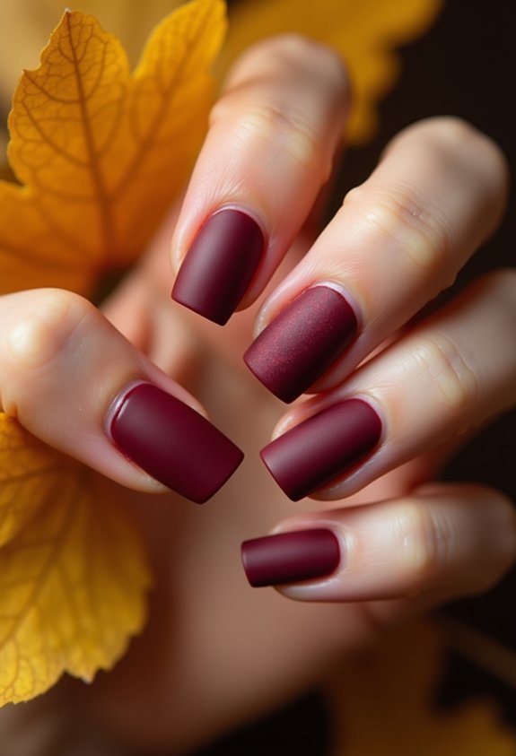 velvety matte dark red nails