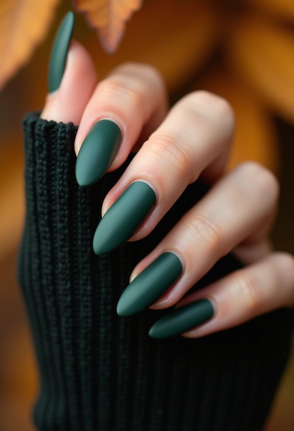 velvety matte forest green nails