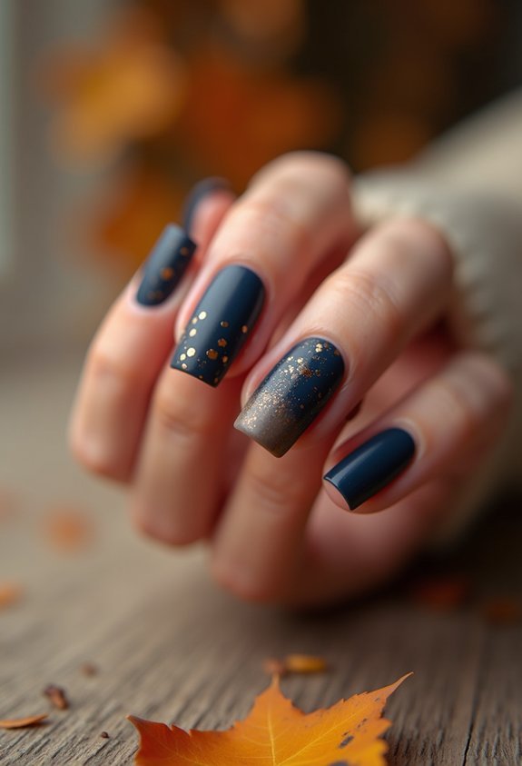 velvety matte navy autumn nails