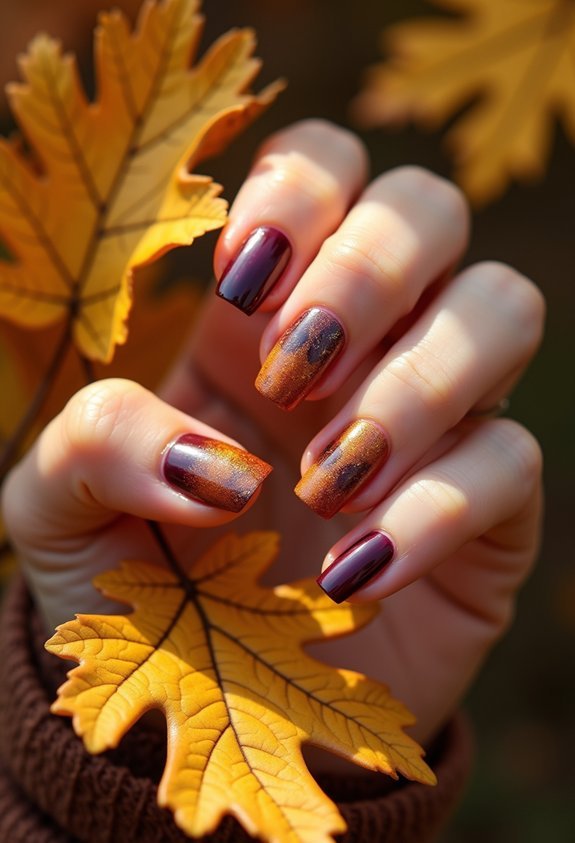 warm autumn mix and match nails