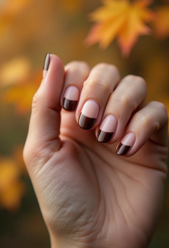warm brown nude french tips
