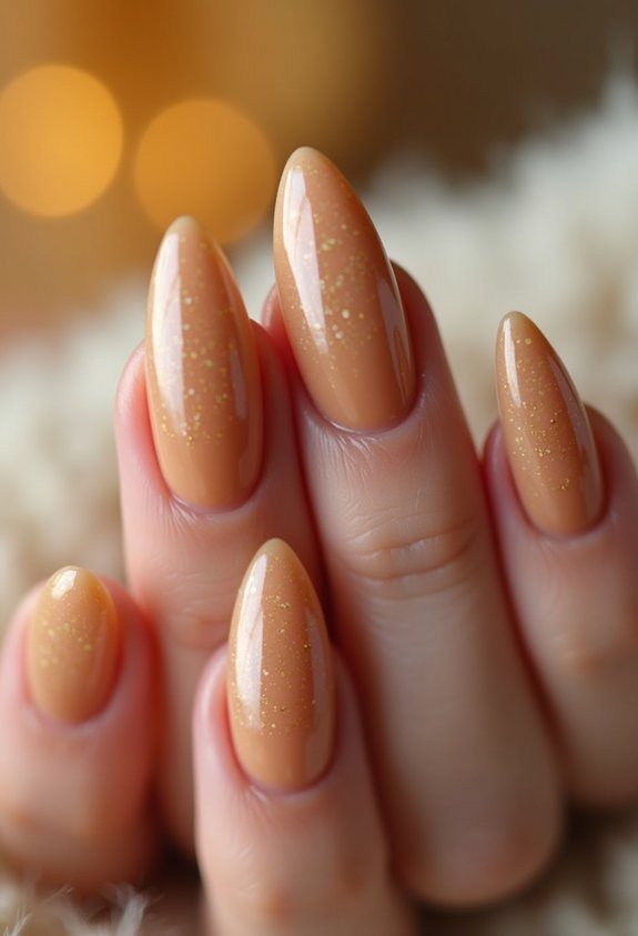 warm caramel almond nail glow