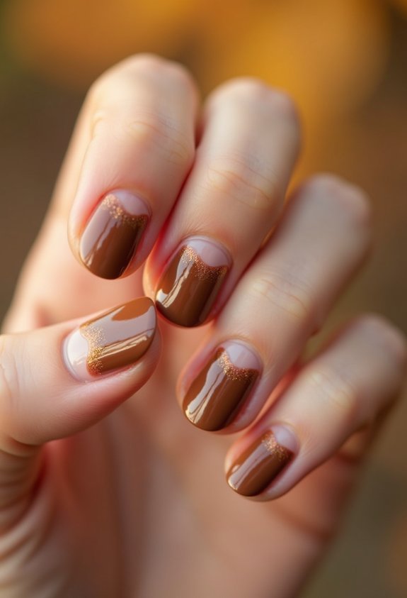 warm caramel french tip nails