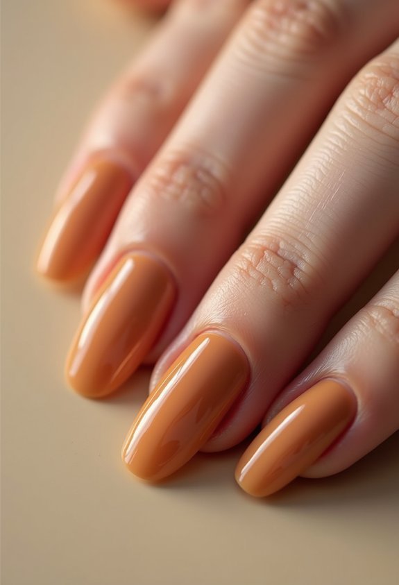 warm caramel oval fall nails