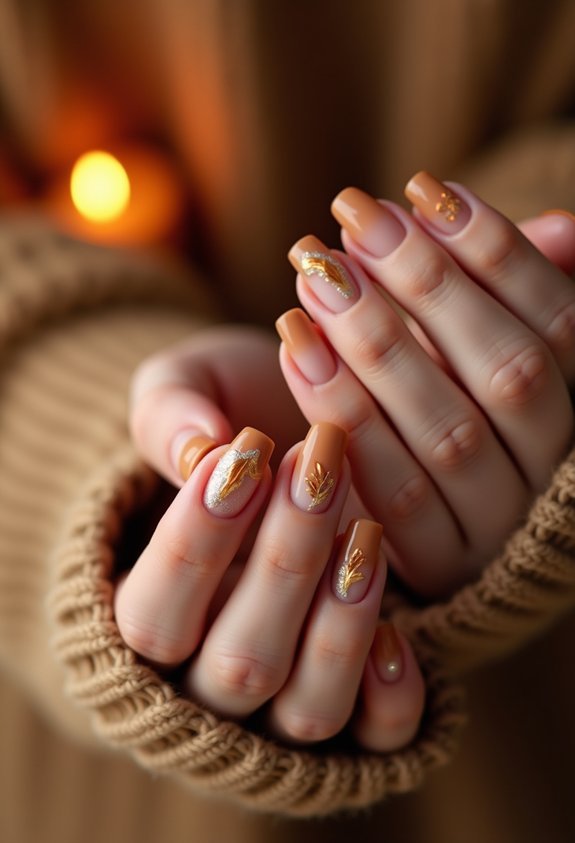 warm earthy french tip nails