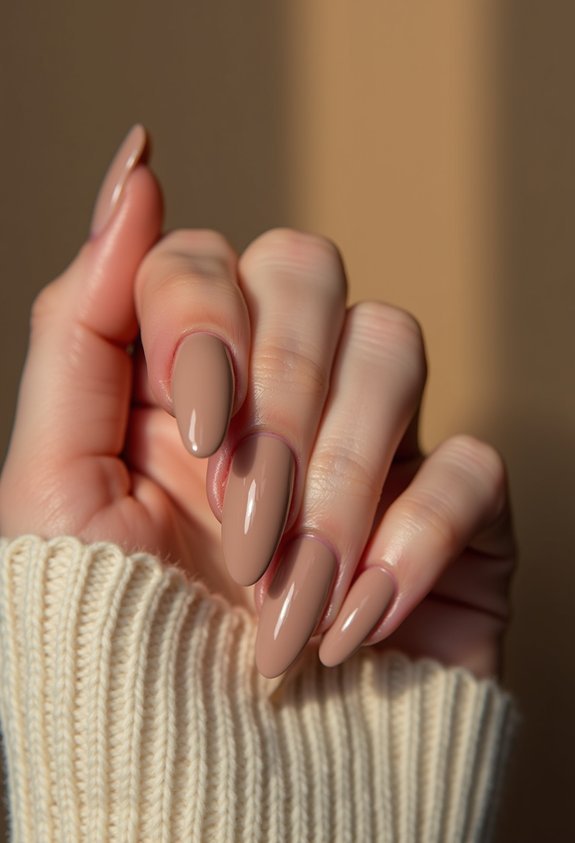 warm taupe work manicure
