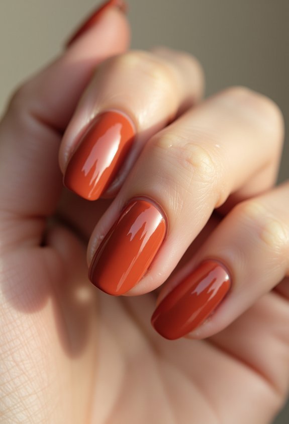 warm terracotta oval fall nails