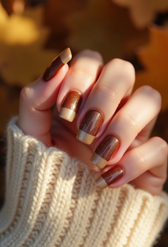 warm tortoiseshell french manicure